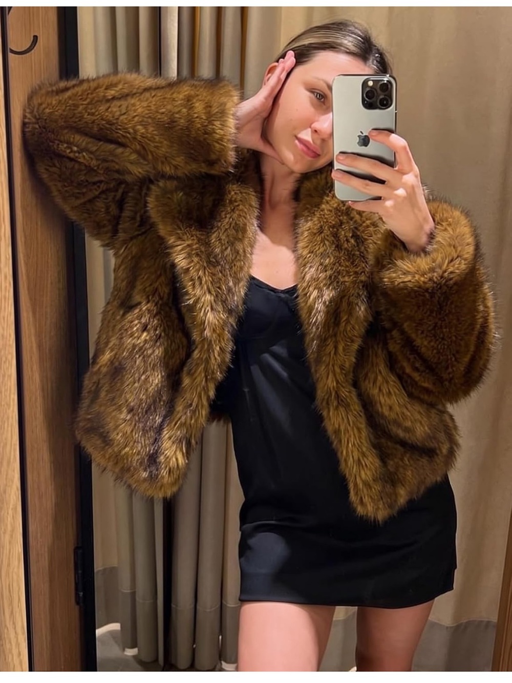 Brown Faux Fur Women's Jacket - Luxe Short Coat